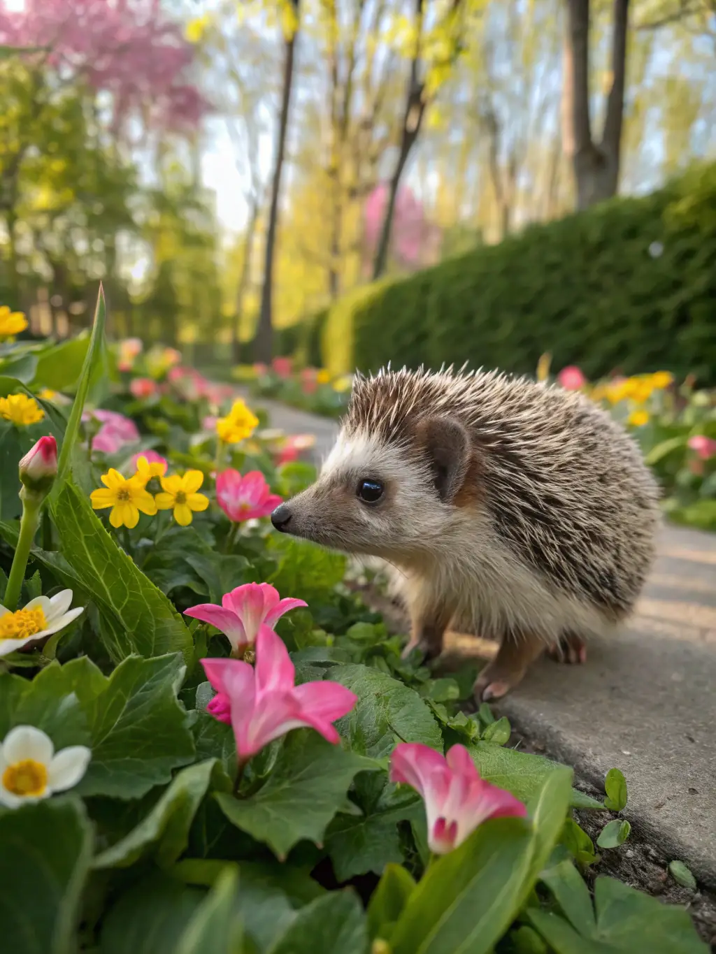 A hedgehog being released back into the wild after rehabilitation, symbolizing ATOUPIC's commitment to returning healthy animals to their natural environment.